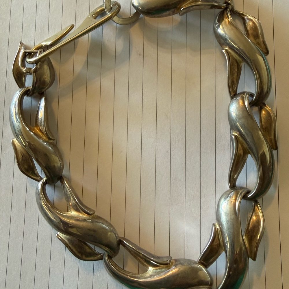 Krypell Modernist Sterling Silver Elliptical Links Necklace